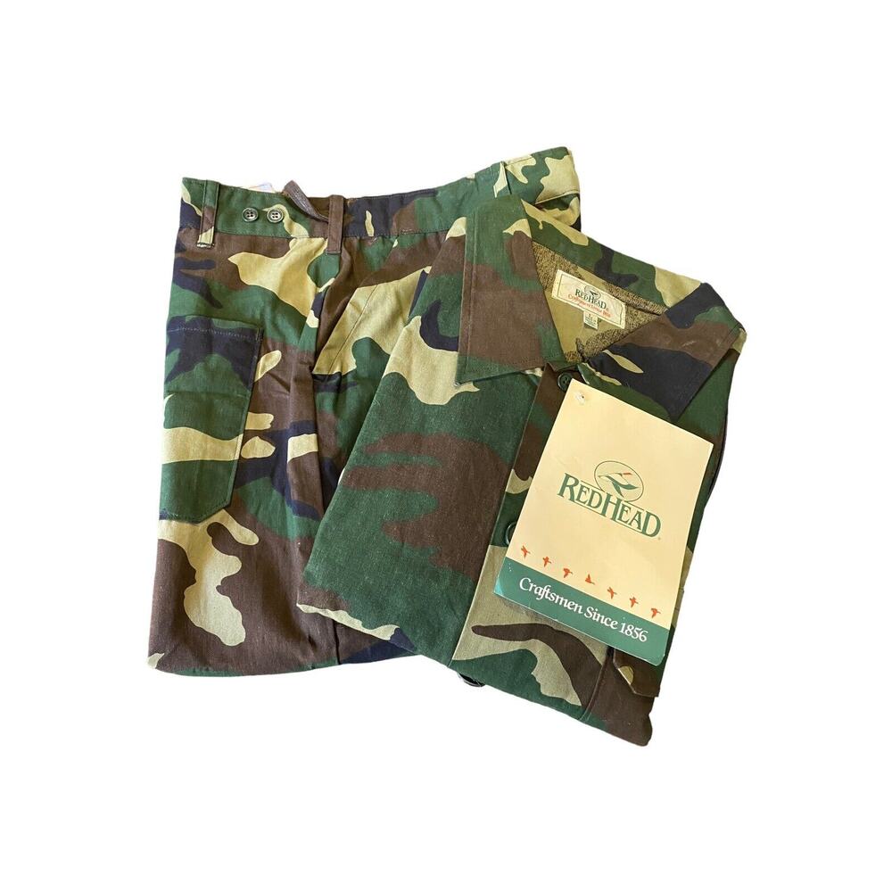 VINTAGE Redhead Gaming Woodland Camo Field Shirt/Jacket and Pants Size Large
